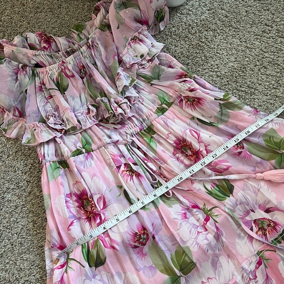 Miss June Paris Pink Floral Off-Shoulder Maxi Dress - Picture 14 of 14